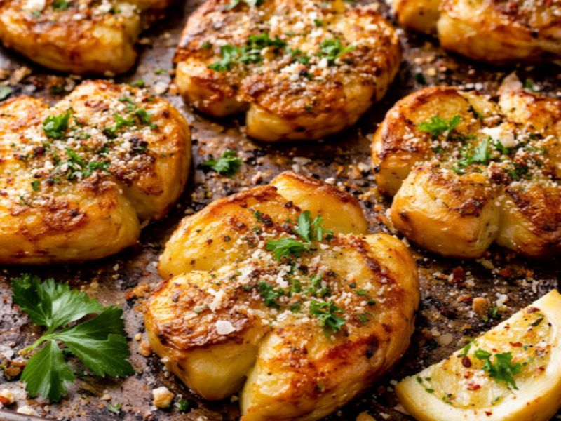 Héjában főtt, lapított krumpli.