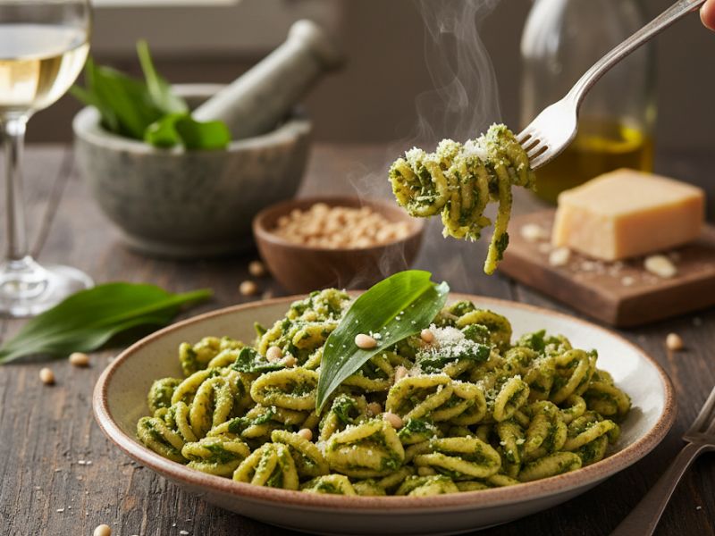 Medvehagyma pestós tészta