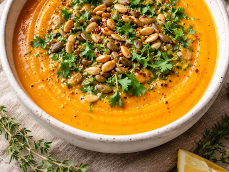 Édesburgonya-krémleves