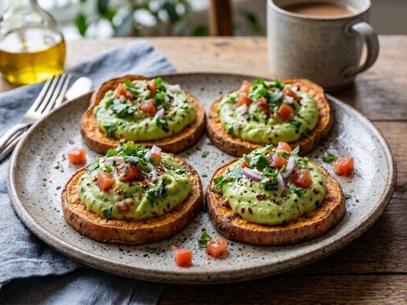  Édesburgonya pirítós avokádókrémmel