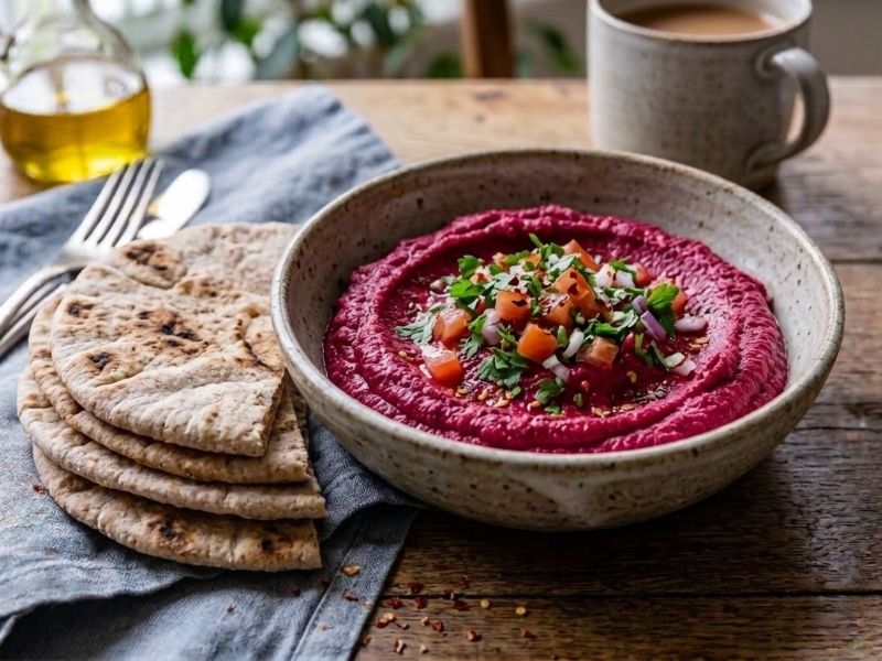Céklás hummusz
