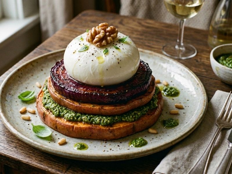  Mediterrán édesburgonya burratával