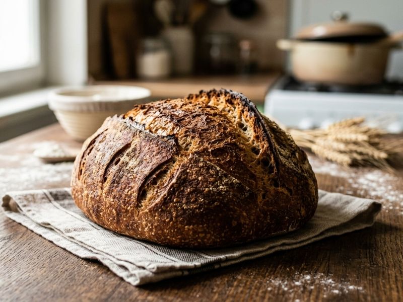 Rusztikus teljes kiőrlésű házikenyér