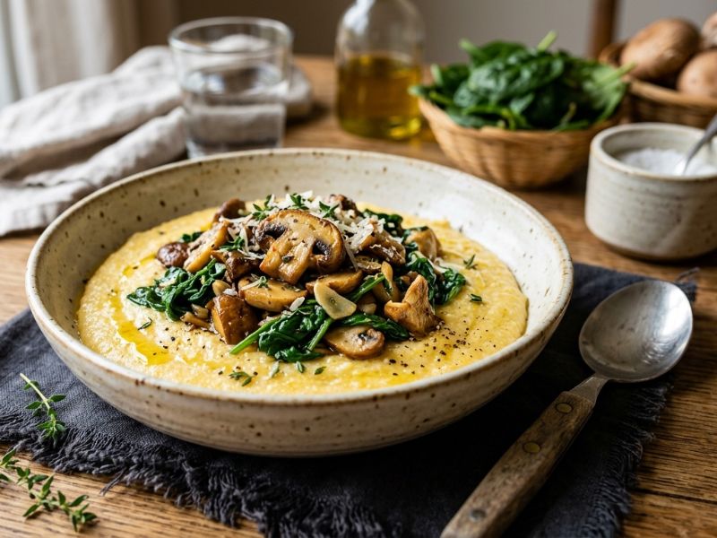 Spenótos-Gombás Krémes Polenta 