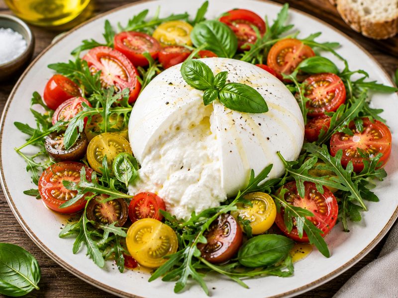 Eredeti pugliai burrata paradicsomsaláta